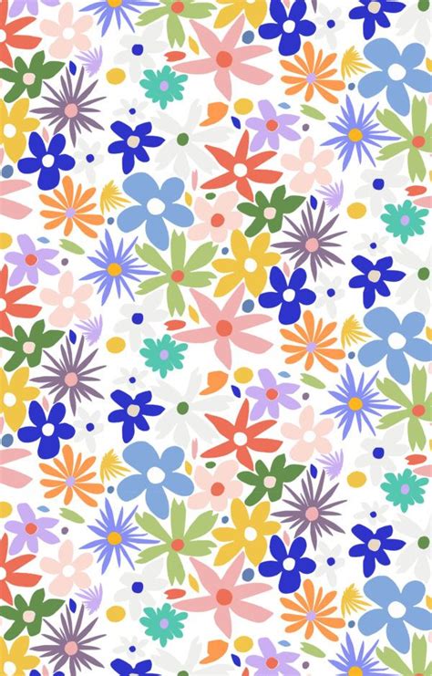 Papier Peint Pop Aux Fleurs Color Es Wellpapers Wall Painting