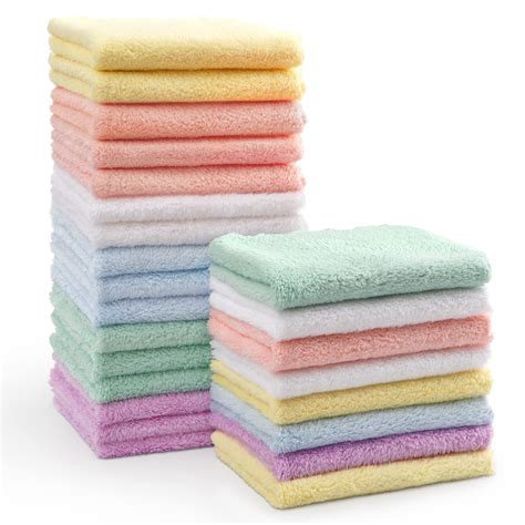 HOMEXCEL Baby Washcloths 24 Pack-Microfiber Coral Fleece Baby Bath Face ...