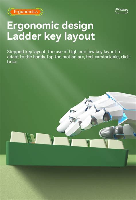 Bow G87U Hot Swappable Wired Mechanical Gaming Keyboard White Green Vibe Gaming