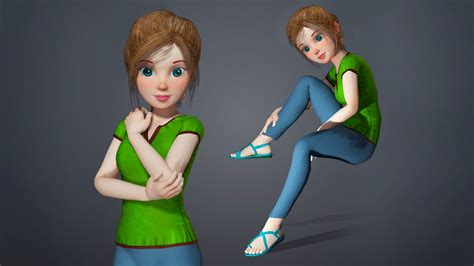 D Cartoon Woman Full Rigged Character D Model For Maya Unity Iclone