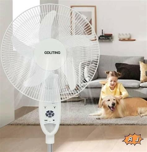 Inch Ac Dc Dual Power Reachargeable Stand Fan With Led Light Can Be