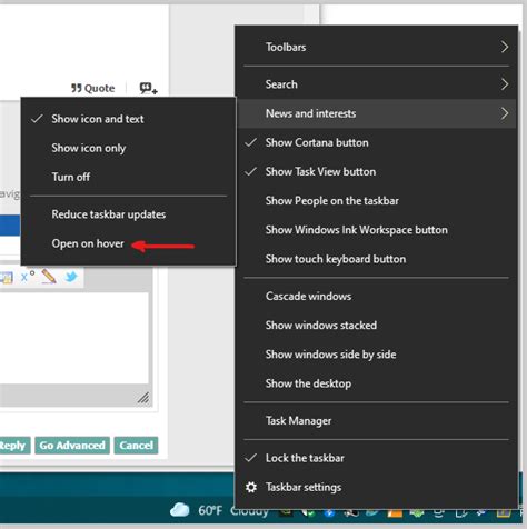 Enable Or Disable Open News And Interests On Hover In Windows 10 Page