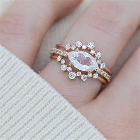 Everett East West Marquise Diamond Flurry Ring Vintage Engagement