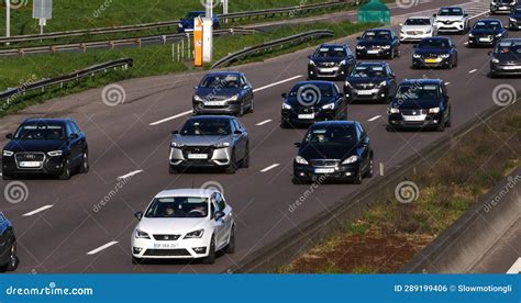 Traffic Jam On Highway A4 Near Paris Car Traffic France Stock Photo