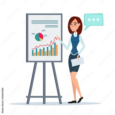 Business Woman Giving A Presentation Speech Showing Marketing And Sales