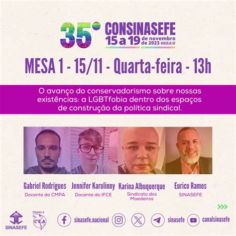 Conheça as mesas e palestrantes do 35º CONSINASEFE Congresso do SINASEFE