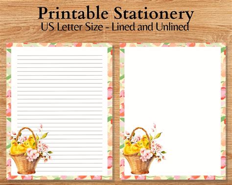 Printable Spring Stationery Lined Printable Paper Blank Paper Printable Spring Stationary