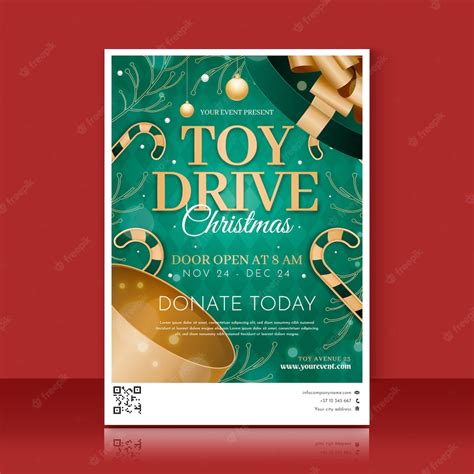 Premium Vector Gradient Christmas Toy Drive Poster Template