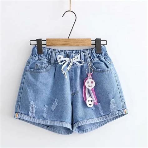 Rabbit Embroidered Denim Shorts Aesthetics Soul Shorts Taille Haute