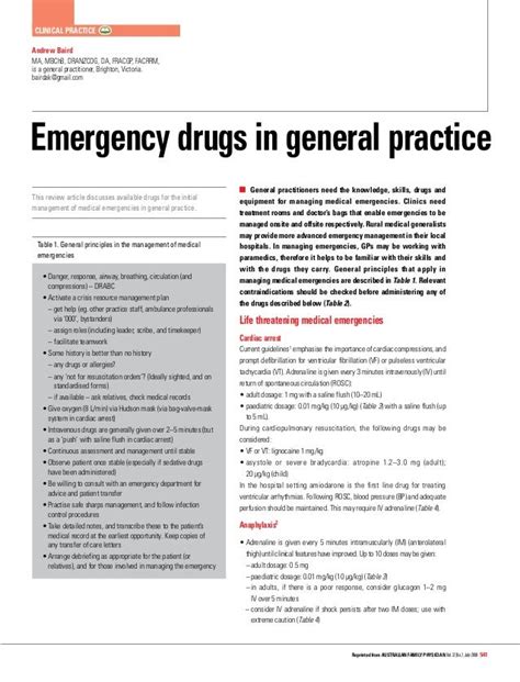 Emergency Drug List