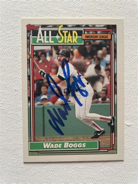 Autographe Automatique Sign Wade Boggs Topps All Star Hof Red Sox