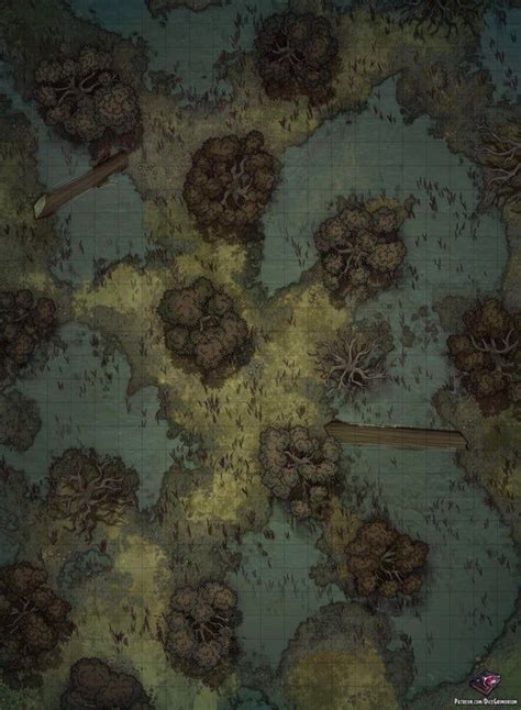 Swamp Battle Map 22x30 Dndmaps Dungeon Maps Forest Map Fantasy City Map