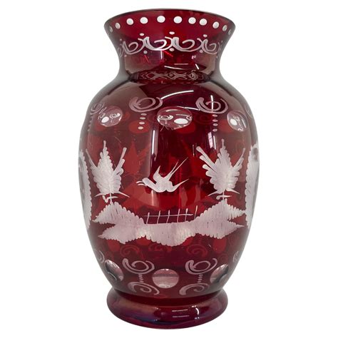 Egermann Ruby Red Hand Cut Glass Vase Czechoslovakia 1940 S For Sale At 1stdibs Egermann