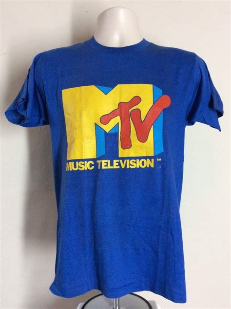 Vtg 80s Mtv Music Television Logo T Shirt Blue Sm Screen Etsy Mtv