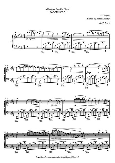 Free Sheet Music Chopin Frédéric Op 9 No 1 Nocturne In B Flat