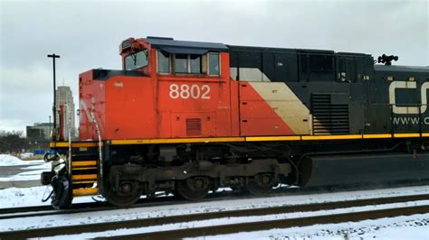 Cn Sd70m 2 8802 Leading An Intermodal Youtube