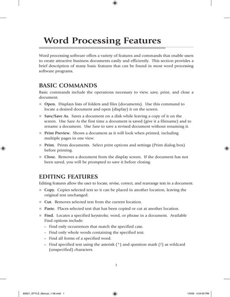 Word Processing Features