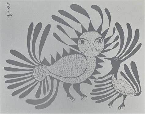 Talking Birds - etching - printed by Kenojuak Ashevak in 1963