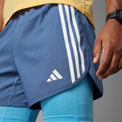 Adidas Own The Run 3 Stripes 2 In 1 Shorts Blue Adidas Lk