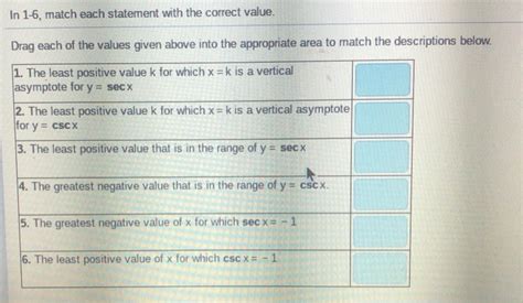 Solved In Match Each Statement With The Correct Value Chegg