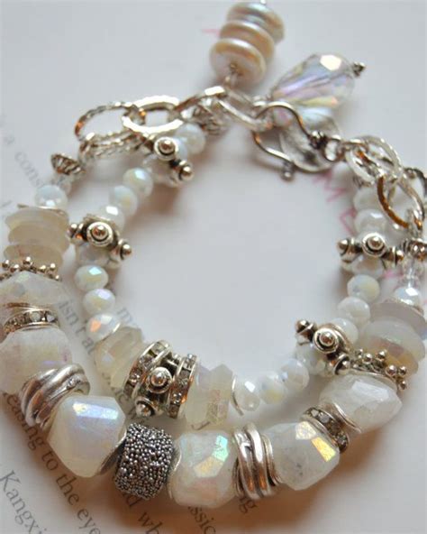 Rainbow Moonstone Bracelet Artisan Bracelet Chunky Bracelet Etsy Uk