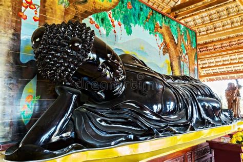 Reclining Sleep Black Buddha Statues Supporting His Head With His Hand