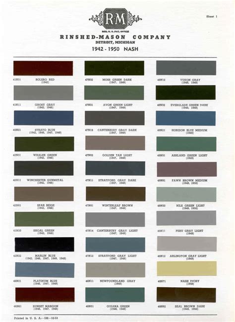 Nash And Amc Paint Codes And Color Charts