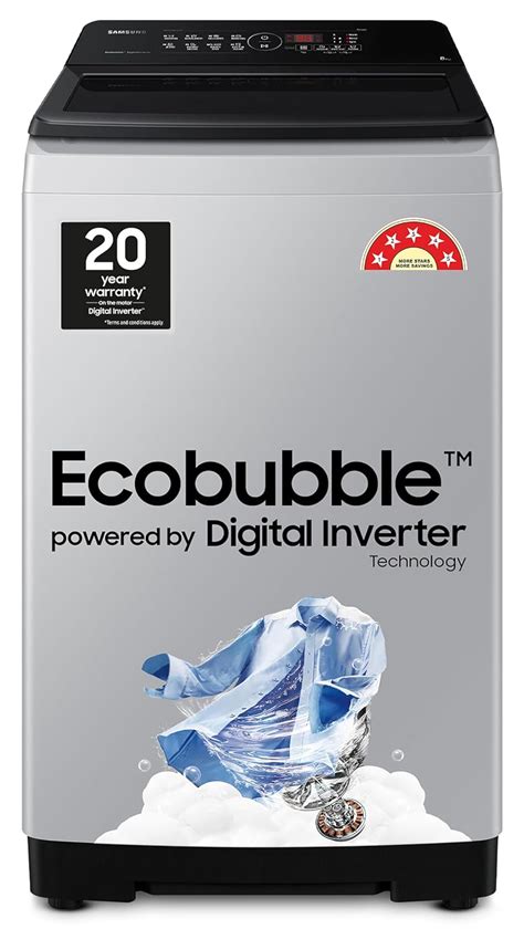 Samsung 8 kg, 5 star, Eco Bubble Tech, Digital Inverter Motor, Soft ...