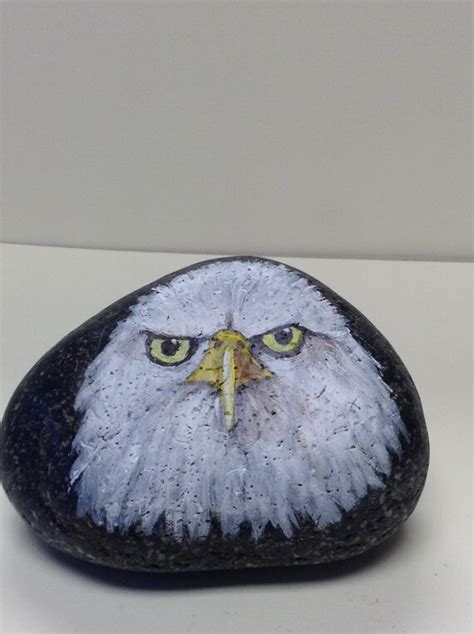 Bald Eagle Portrait Hand Painted On A Rock