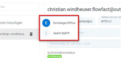 E Mail Konto Einrichten Flowfact Serviceportal