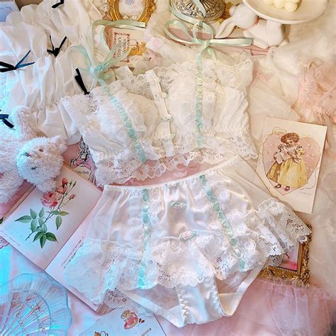 Lolita Kawaii Cute Lingerie Lace Bra And Panty Set Underwear Women Plus