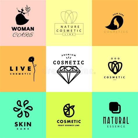 Vector Simple Flat Cosmetic Logo Template Collection Stock Vector