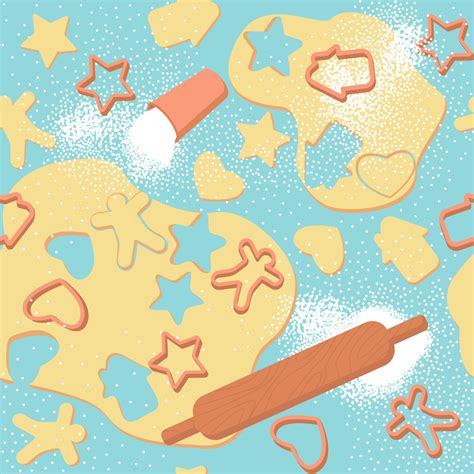 Seamless pattern of rolled dough and cookie figures 2184155 Vector Art ...