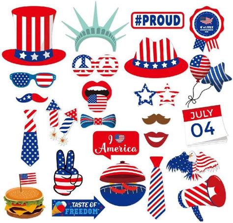 Amazon 4th Of July Patriotic Photo Booth Props 28 Pcs