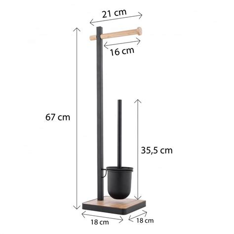 Stojak Na Papier Toaletowy I Szczotk Toaletow W Czarny Bambus