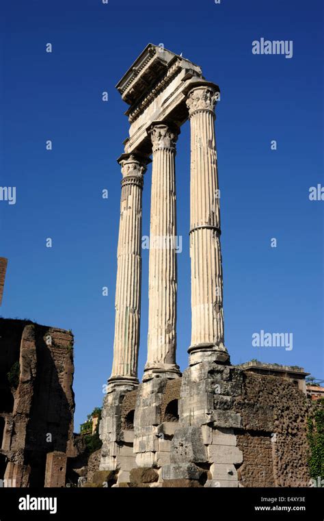 Italy Rome Roman Forum Temple Of Castor And Pollux Stock Photo Alamy