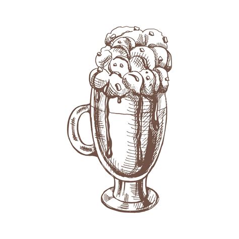 A Hand Drawn Sketch Of Hot Chocolate With Whipped Cream Vintage Illustration Doodle Element