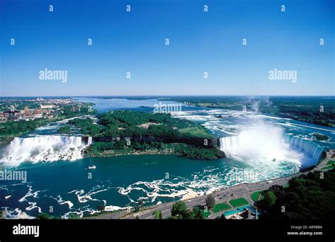 Canada Ontario Niagara Falls Aerial View Of The American Falls And