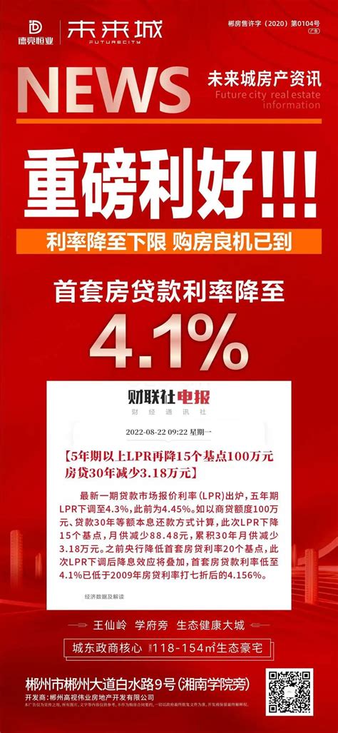 重磅利好 央行宣布“降息”，置业正当时！！！ 项目动态 资讯 郴州房产