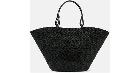 Loewe Medium Anagram Raffia Basket Bag In Black Lyst