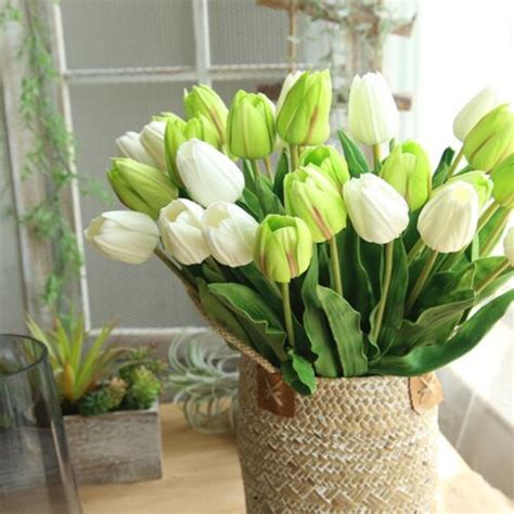 Artificial Tulip Stems With Real Touch Inches Tall Set Of Ebay