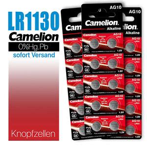 Knopfzellen Camelion LR1130 AG10 LR54 L1131 189 V10GA D189 RW89 MHD bis ...
