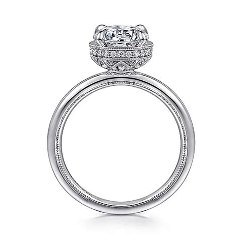 14k White Gold Round Halo Diamond Engagement Ring