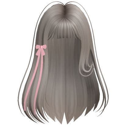 Straight Hair With Ribbon Ash Blonde Roblox