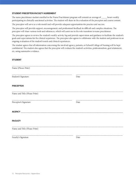 Fillable Online Preceptor Agreement Doc Appendix E Student Fax