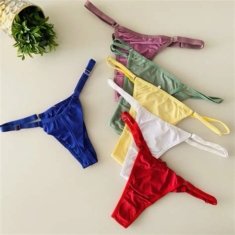 Kit 5 Lingerie Fio Duplo Ajustável Tanga Calcinha Conforto na Moda Fio Dental Qualidade Promoção