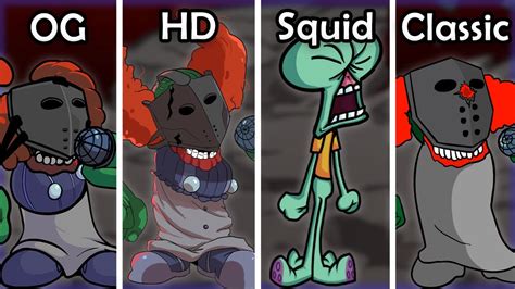 TRICKY Original VS HD VS Squidward VS Classic FNF Mods YouTube