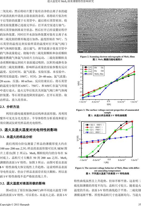 退火温度对mos2纳米薄膜特性影响研究 The Influence Of Annealing Temperature On The Properties Of Mos2 Nanometer