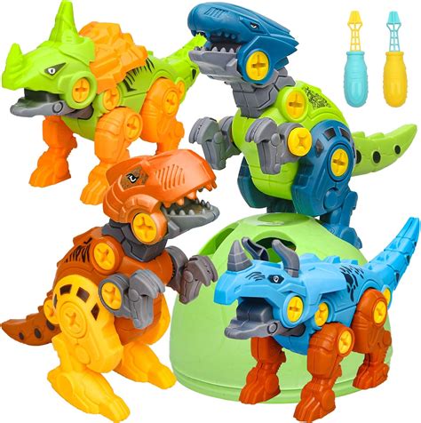 Sanlebi Dinosaur Toys for Kids 3 4 5 Year Old, 4 Pack Take Apart ...