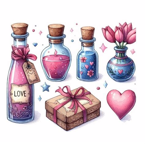 Premium Vector Valentines Day Card With Bottle Of Love Potion Heart